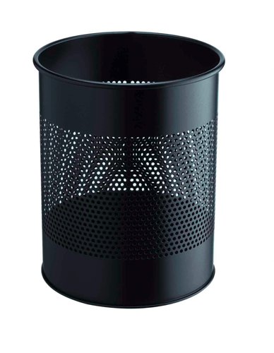 Durable Perforated Waste Bin 15L Black
