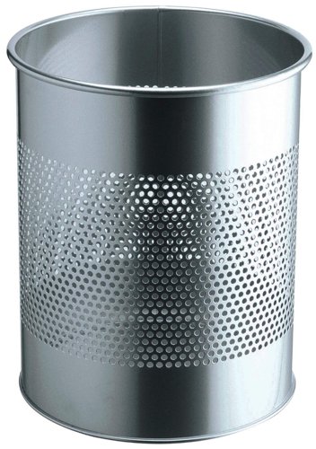 Durable Perforated Waste Bin 15L Silver
