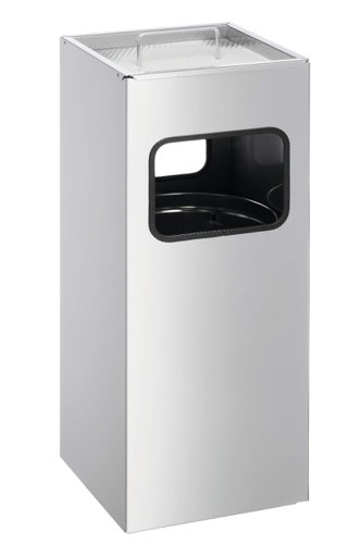 Durable Square Ashtray Bin 17L Silver