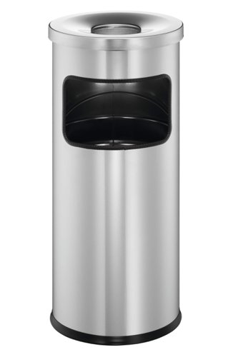 Durable Round Ashtray Bin 17L Silver