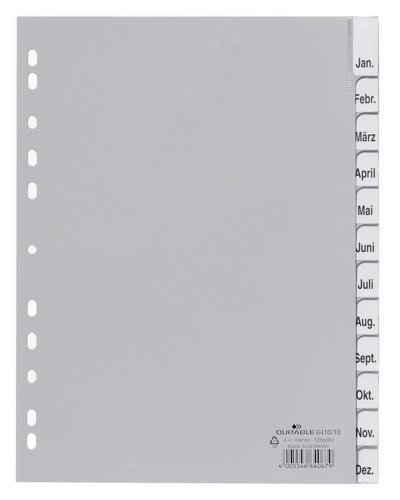 Durable 12 Part Removable Tab Index