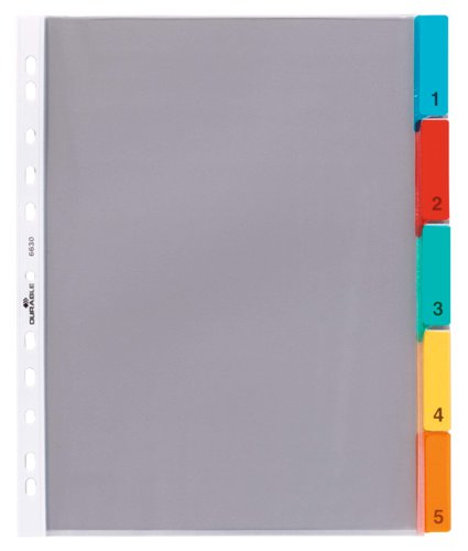 Durable 5 Part Numbered Index Divider