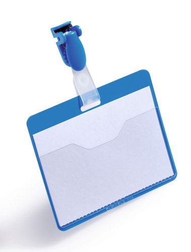 Durable Visitor Clip Badge 60x90mm Blue