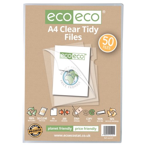 A4 50% Recycled Clear Tidy Files - Pack of 50