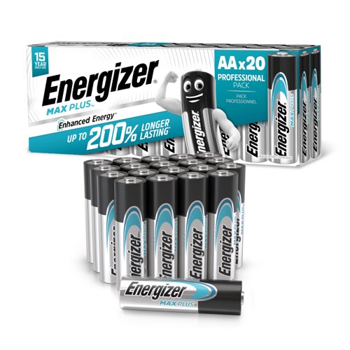 Energizer Max Plus Alkaline AA Battery Pack of 20