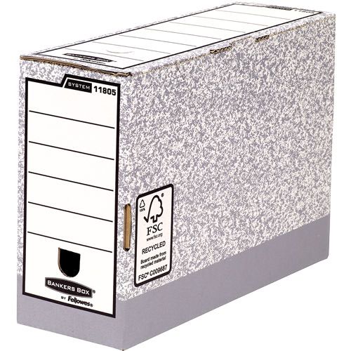 System 120mm Folio Transfer File Grey (FSC) Pack of 10 120x255x360mm