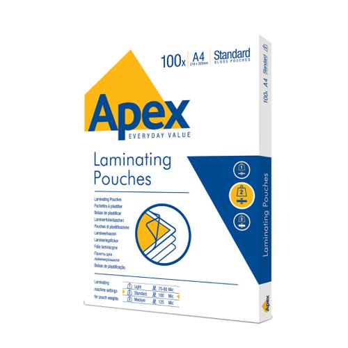 Apex Laminating Pouch A4 Standard Duty 100pk