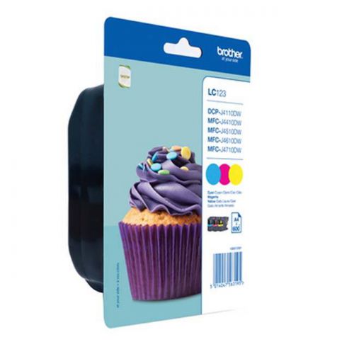 OEM Brother LC123RBWBP Ink Cartridge Multi Pack CMY 3x600 Pages