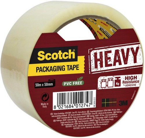 Scotch Secure Seal Packaging Tape, Transparent, 50 mm x 50 m, 1 Roll/Pack