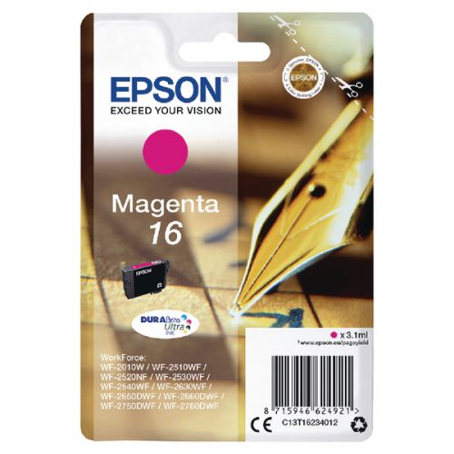 OEM Epson C13T16234012 Durabrite Ultra Ink 16 Series Pen & Crossword Magenta