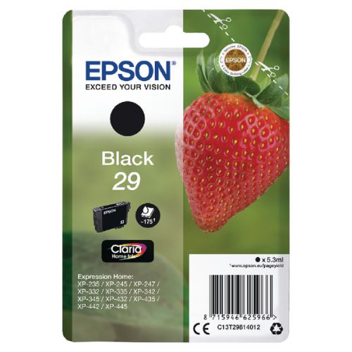 Epson C13T29814012 (29) Ink Cartridge Black 175 Pages 5.3ml