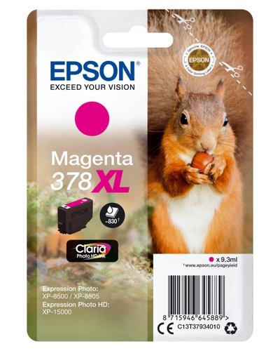 OEM Epson 378XL High Capacity Magenta Ink Cartridge T3793