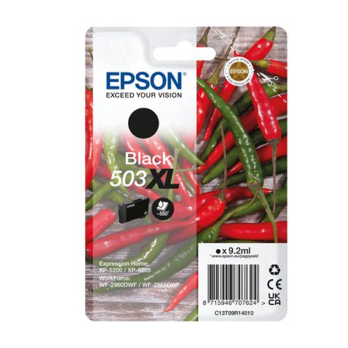 OEM Epson C13T09R14010 503XL Ink Cartridge Black High Capacity 550 Pages 9.2ml