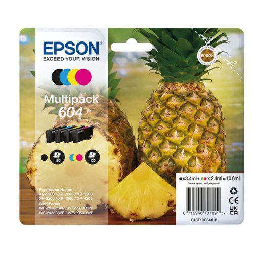 OEM Epson C13T10G64010/604 Ink Cartridge Multi Pack 150 Pages + 3x130 Pages