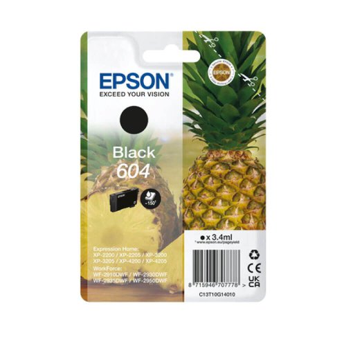 OEM Epson 604 (T10G14010) Black Original Standard Capacity Ink Cartridge (Pineapple)