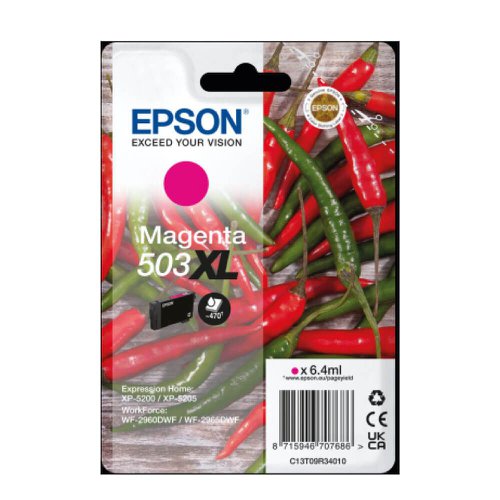 OEM Epson C13T09R34010 503XL Ink Cartridge Magenta High Capacity 470 Pages 6.4ml
