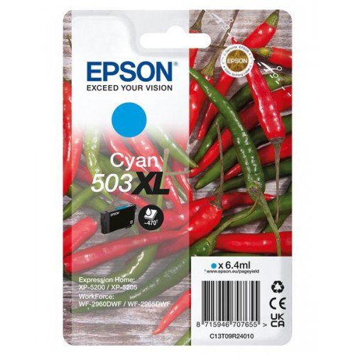 OEM Epson C13T09R24010 503XL Ink Cartridge Cyan High Capacity 470 Pages 6.4ml