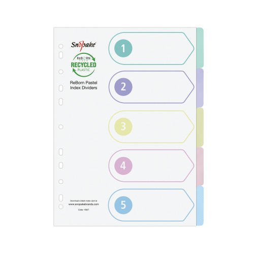 GRS ReBorn Index Dividers - 5 Part A4 Pastel Asstd- 5 Files