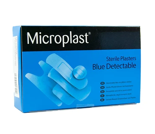 First Aid Microplast Blue Detectable Plasters 7.5cm x 2.5cm (Box of 100)