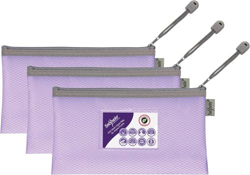 EVA Pastel Mesh HC DL Zippa Bag - Purple- 3 Bags