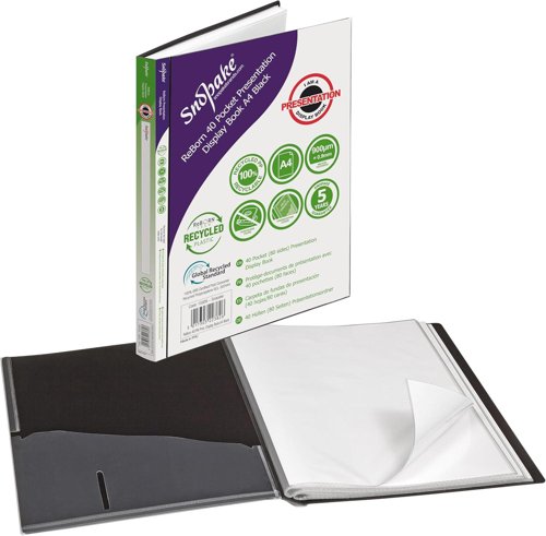 GRS ReBorn Presentation Display Book 40 Pocket / 80 sides to view A4 Black- 1 Book