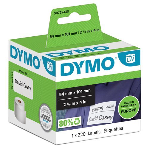 OEM DYMO 99014 (S0722430) Label Tape White 101mm x54mm