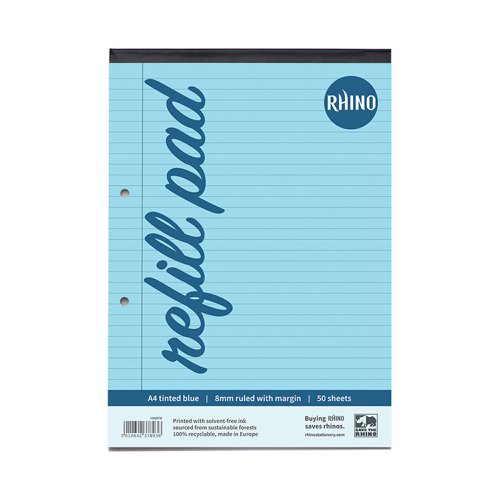 RHINO A4 Special Refill Pad 50 Leaf, Blue Tinted Paper, F8M (Pack of 6)