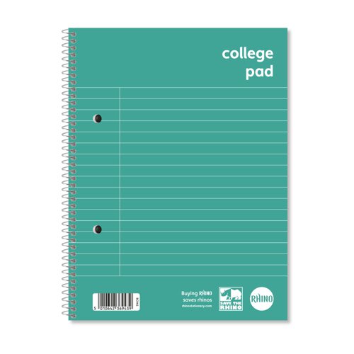 RHINO A5+ College Pad 70 Leaf, F8M (Pack of 10)