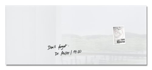 Wall Mounted Magnetic Glass Board 1300x550x15mm - Super White