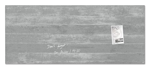 Wall Mounted Magnetic Glass Board 1300x550x18mm - Fairfaced Concrete Design