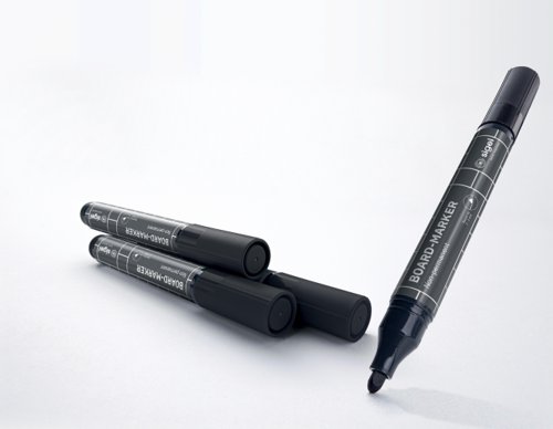 SIGEL BA012 Glassboard markers - wipeable with a damp or dry cloth - black - round nib 2-3 mm - 4 pcs. - for white glass magnet boards, whiteboards an