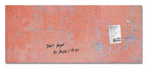 Wall Mounted Magnetic Glass Board 1300x550x18mm - Red Wall Matt