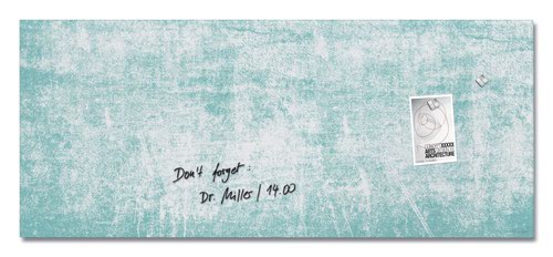 Wall Mounted Magnetic Glass Board 1300x550x18mm - Turquoise Wall Matt