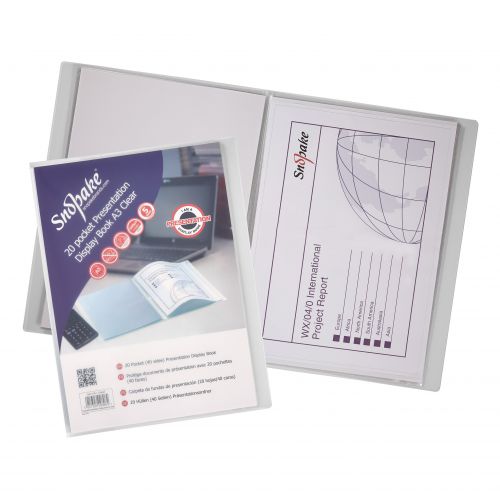 Presentation Display Book 20 pocket / 40 sides to view A3 Clear- 1 Book