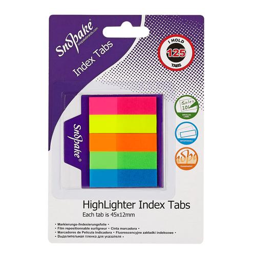 Index Tab Highlighter Assorted, 125 tabs- 12 B/Cards