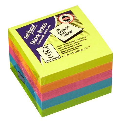 FSC Sticky Note Mini Cube Neon, 400 Sheet Mini Cube- 1 Cube