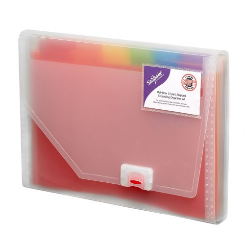 Rainbow 13 part Stepped Expanding Organiser A4- 1 Organiser