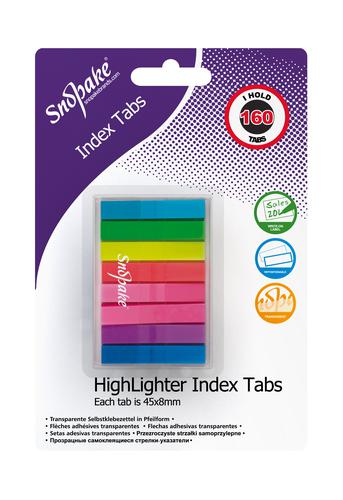 Index Tab Highlighter Neon Assorted, 160 tabs- 12 B/Cards