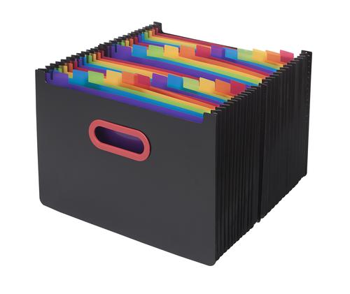 Rainbow & Black 24 part Desk Expander A4- 1 Organiser
