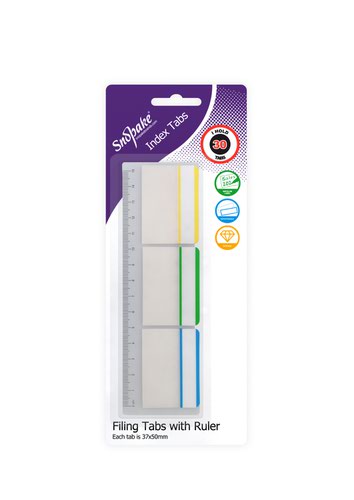 Filing Index Tabs with Ruler Assorted - 30 tabs- 12 B/Cards