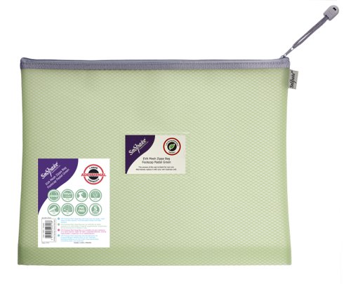 EVA Pastel Mesh HC Foolscap Zippa Bag - Green- 3 Bags