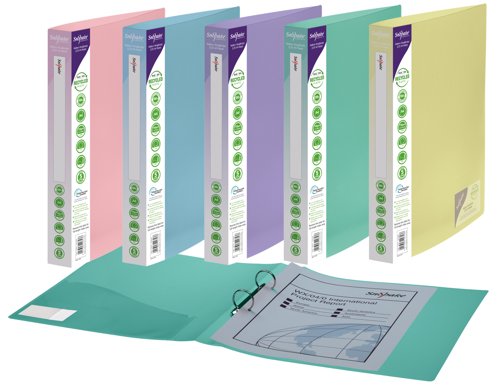 GRS ReBorn RingBinder 2/25 'O' Ring A4 Pastel Assorted- 5 Binders