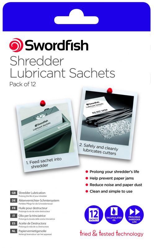 Shredder Lubricant Sachets- 10 Packs of 12 Sachets